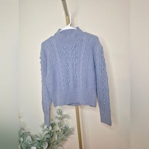 Lost + Wander Luxury Cowl Neck Sweater Soft Blue With Detail Size S/M